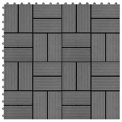 Decking Tile 11 pcs Grey 30 x 30 cm WPC