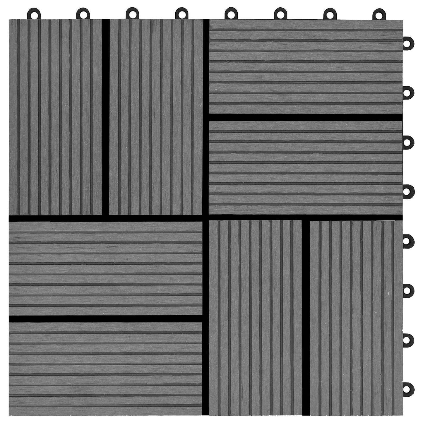 Decking Tile 11 pcs Grey 30 x 30 cm WPC