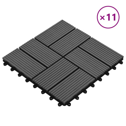 Decking Tile 11 pcs Grey 30 x 30 cm WPC