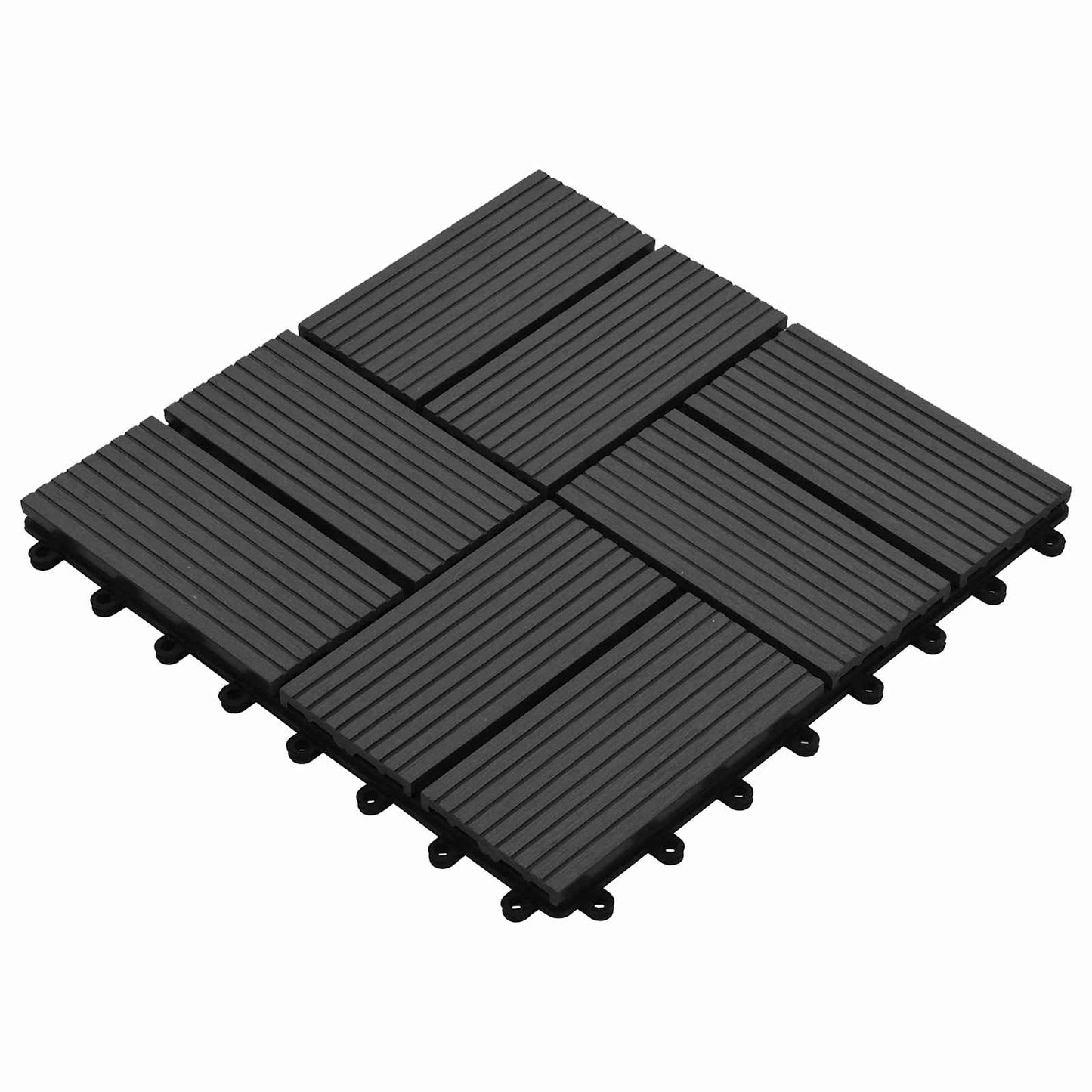 Decking Tile 11 pcs Black 30 x 30 cm WPC