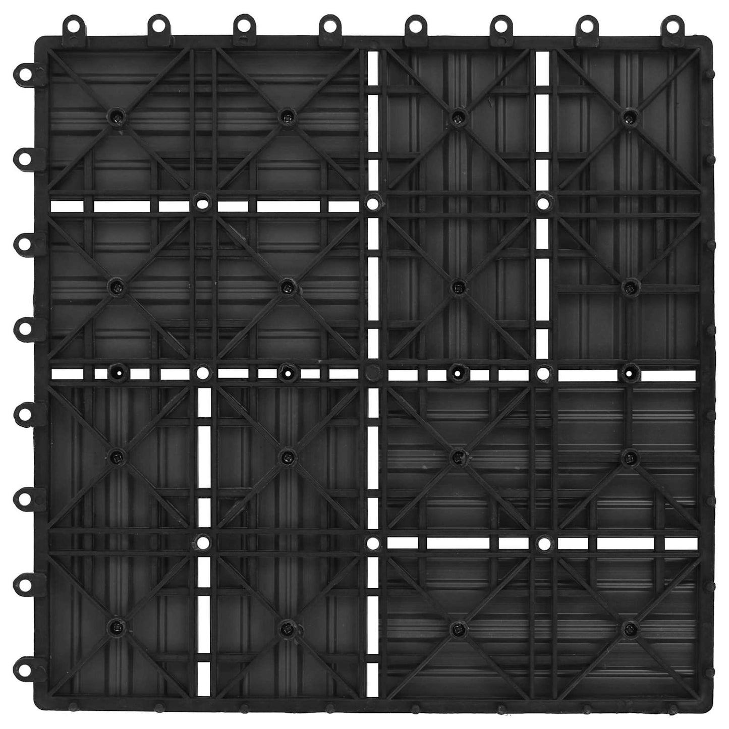 Decking Tile 11 pcs Black 30 x 30 cm WPC