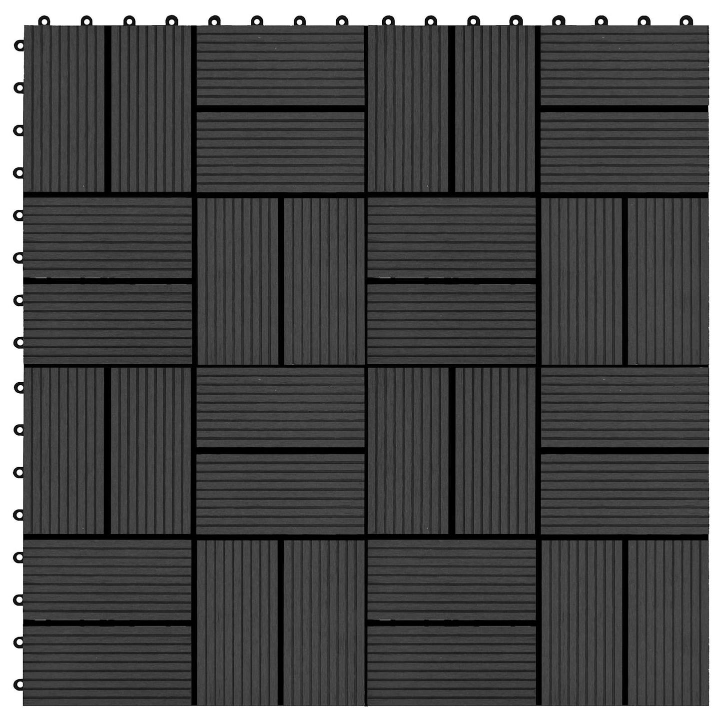 Decking Tile 11 pcs Black 30 x 30 cm WPC
