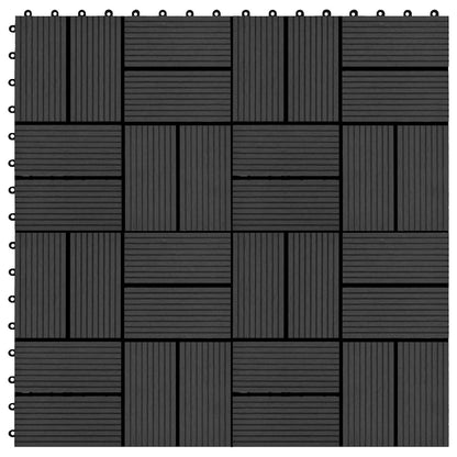 Decking Tile 11 pcs Black 30 x 30 cm WPC