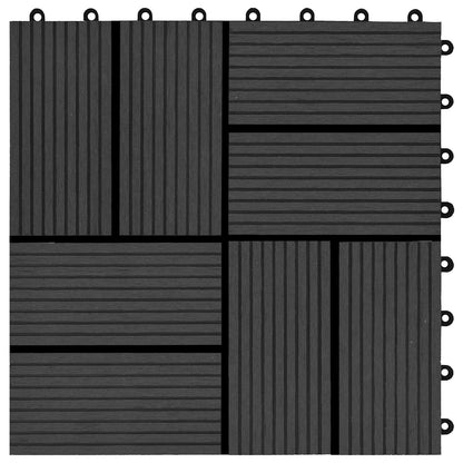 Decking Tile 11 pcs Black 30 x 30 cm WPC