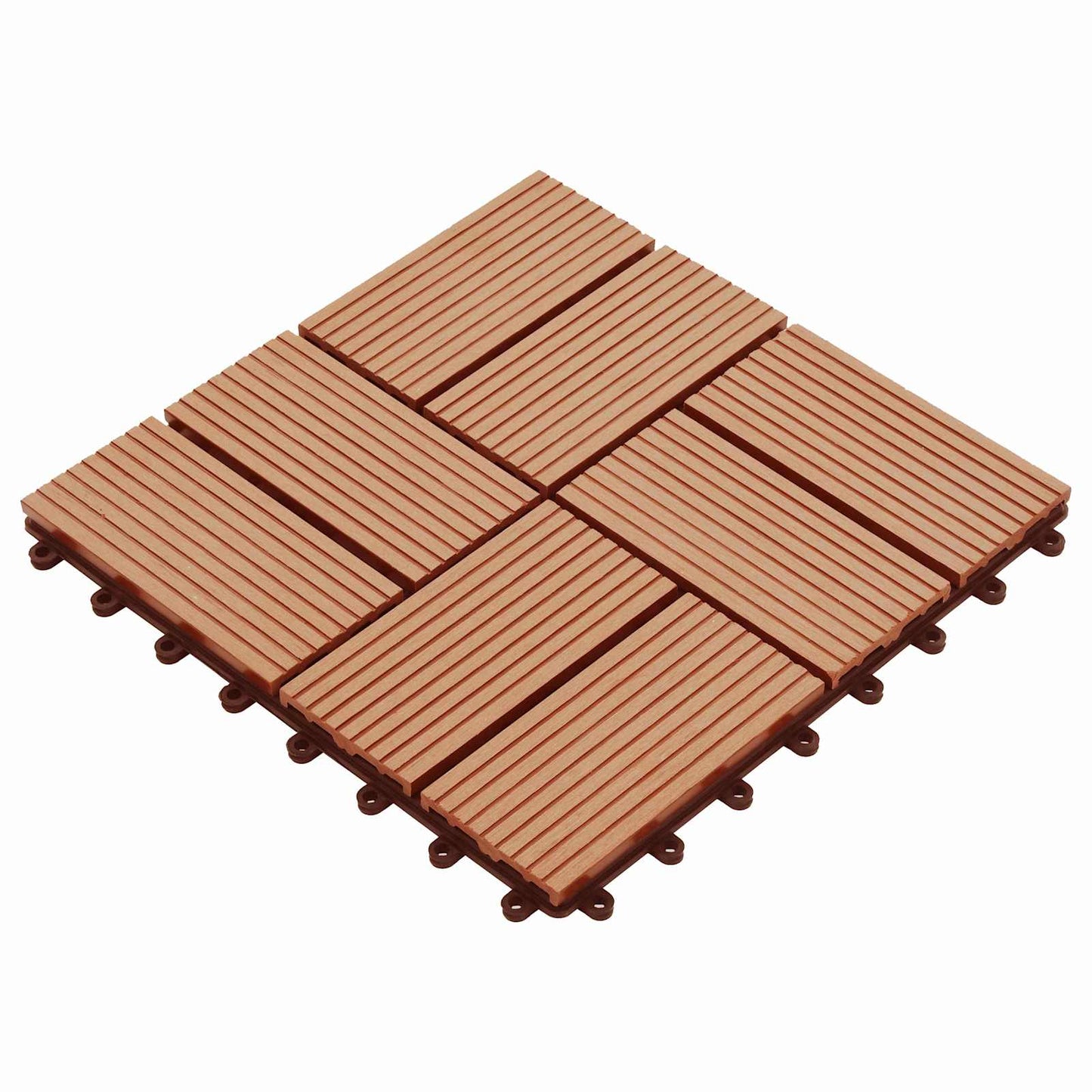 Decking Tile 11 pcs Teak 30 x 30 cm WPC
