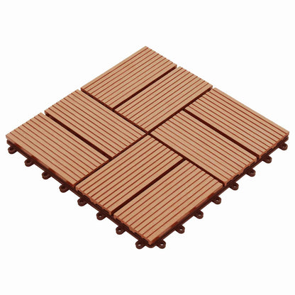 Decking Tile 11 pcs Teak 30 x 30 cm WPC