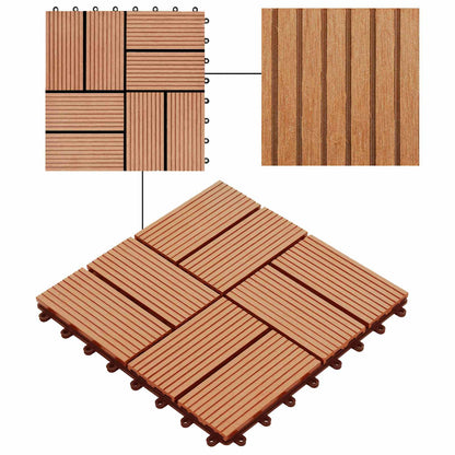 Decking Tile 11 pcs Teak 30 x 30 cm WPC