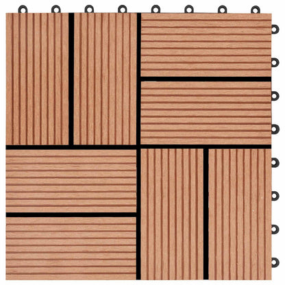 Decking Tile 11 pcs Teak 30 x 30 cm WPC
