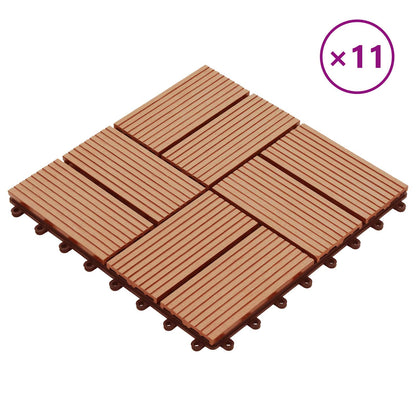 Decking Tile 11 pcs Teak 30 x 30 cm WPC