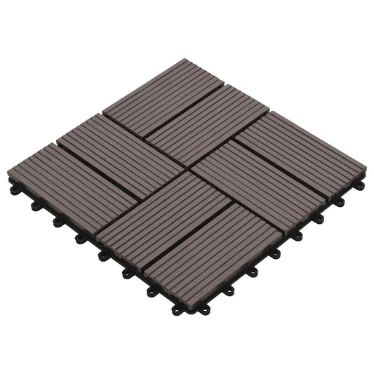Decking Tile 11 pcs Dark Brown 30 x 30 cm WPC