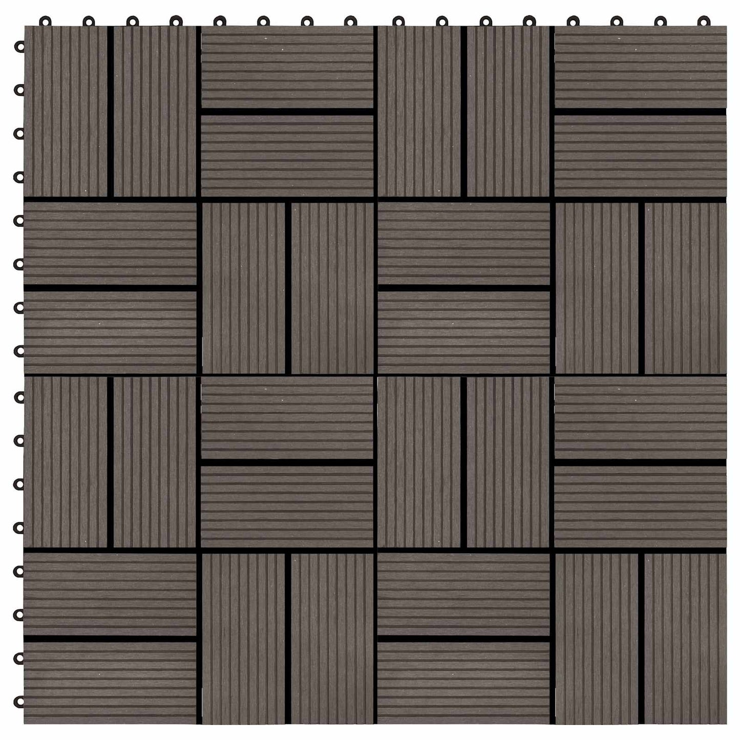 Decking Tile 11 pcs Dark Brown 30 x 30 cm WPC