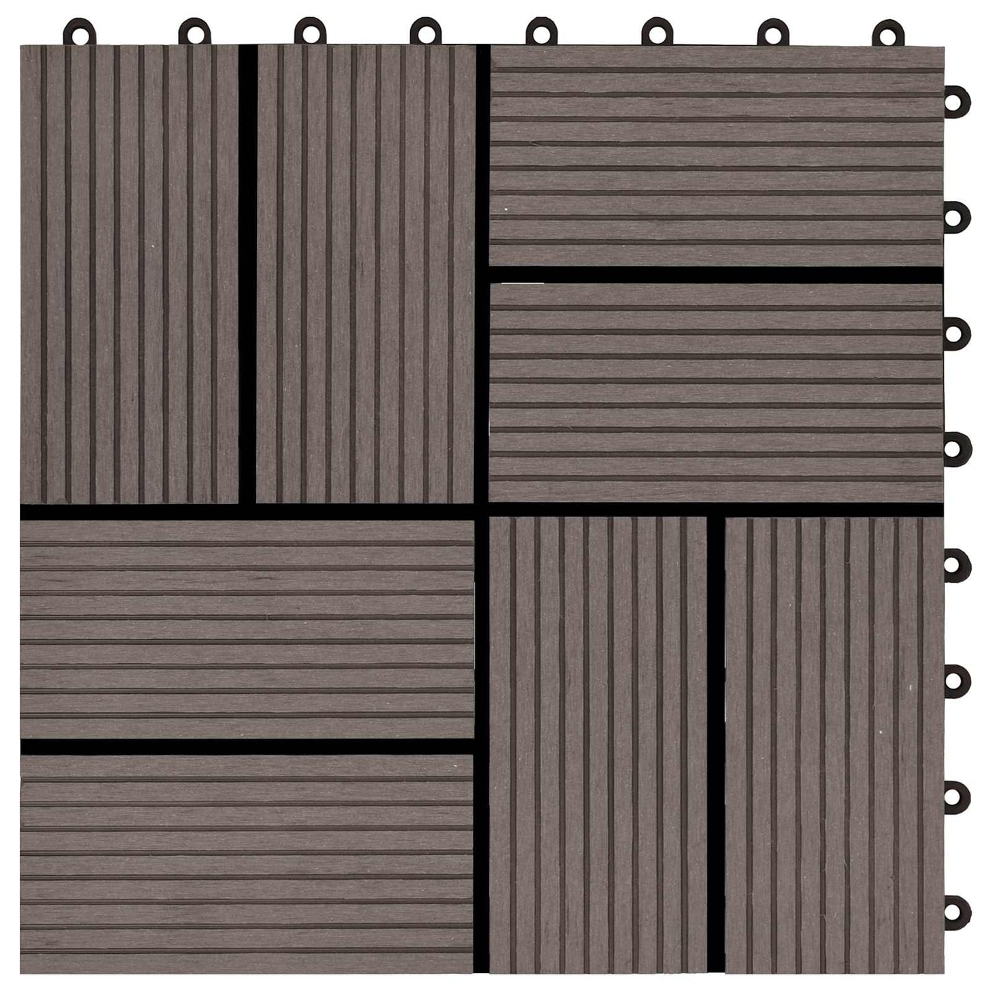 Decking Tile 11 pcs Dark Brown 30 x 30 cm WPC