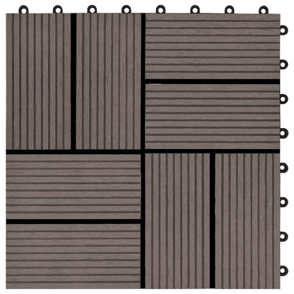 Decking Tile 11 pcs Dark Brown 30 x 30 cm WPC