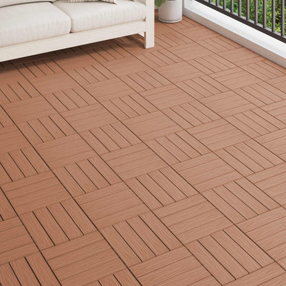 Decking Tile 3D Design 11 pcs Light Brown 30 x 30 cm WPC