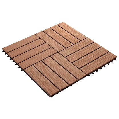 Decking Tile 3D Design 11 pcs Light Brown 30 x 30 cm WPC