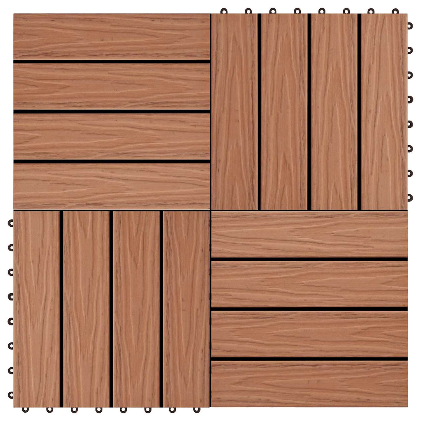 Decking Tile 3D Design 11 pcs Light Brown 30 x 30 cm WPC