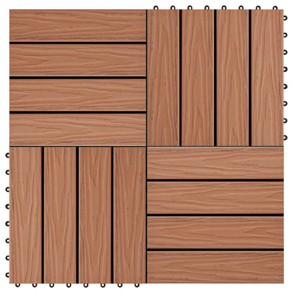 Decking Tile 3D Design 11 pcs Light Brown 30 x 30 cm WPC