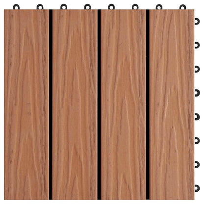 Decking Tile 3D Design 11 pcs Light Brown 30 x 30 cm WPC