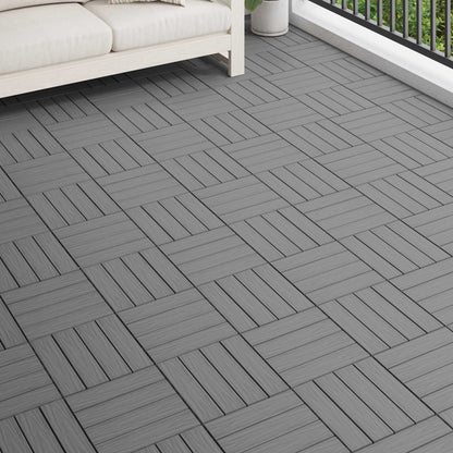 Decking Tile 3D Design 11 pcs Grey 30 x 30 cm WPC