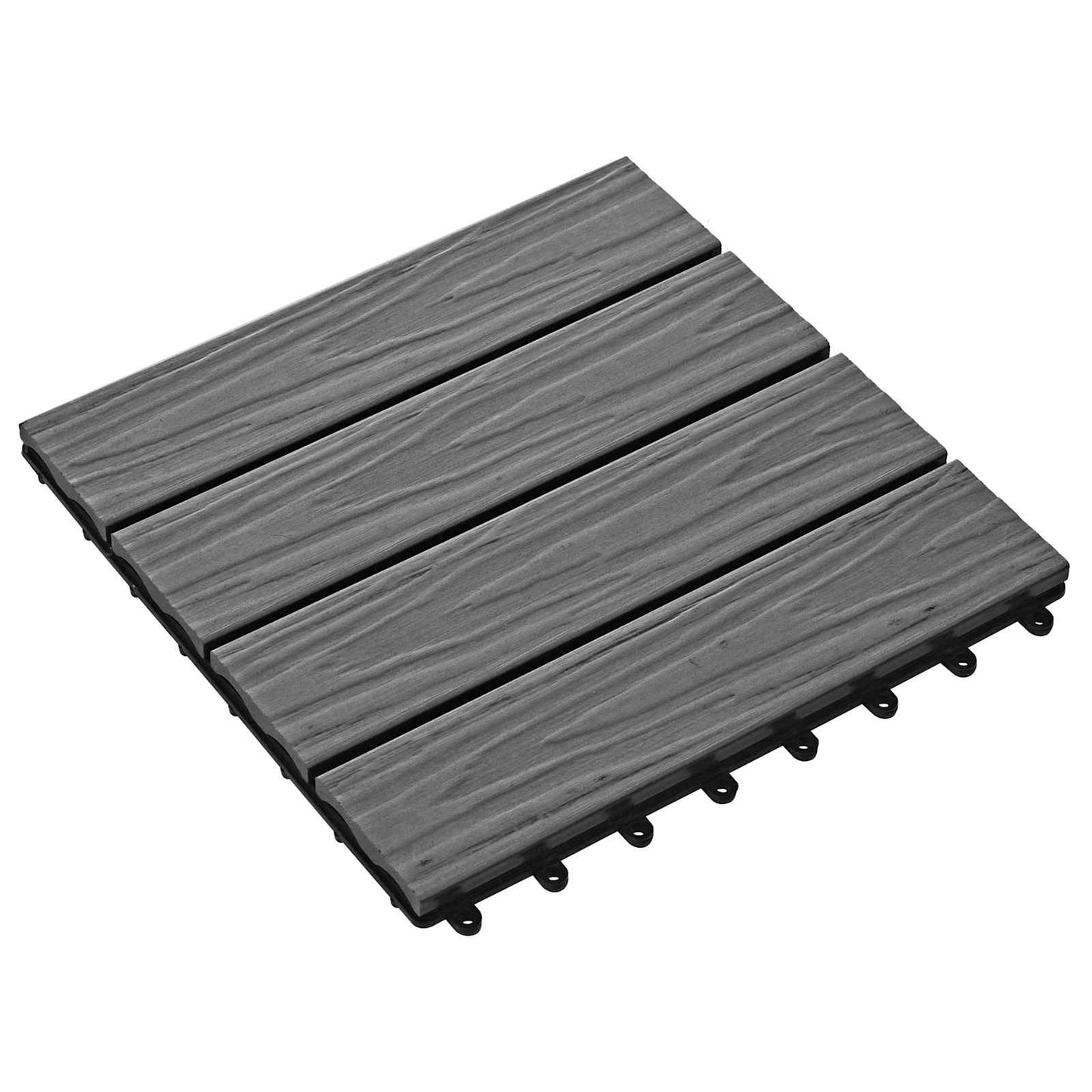 Decking Tile 3D Design 11 pcs Grey 30 x 30 cm WPC