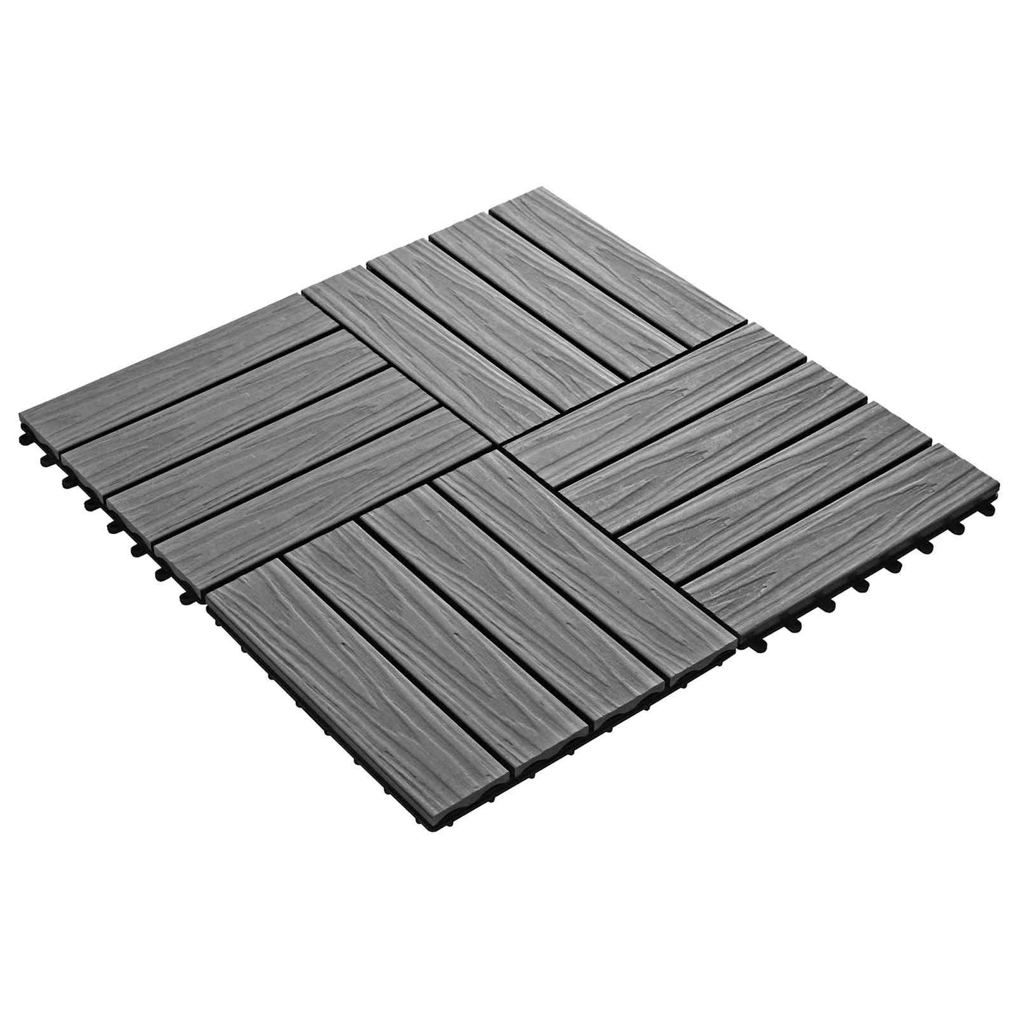 Decking Tile 3D Design 11 pcs Grey 30 x 30 cm WPC