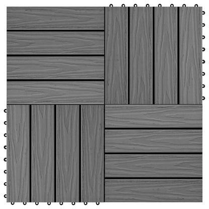 Decking Tile 3D Design 11 pcs Grey 30 x 30 cm WPC