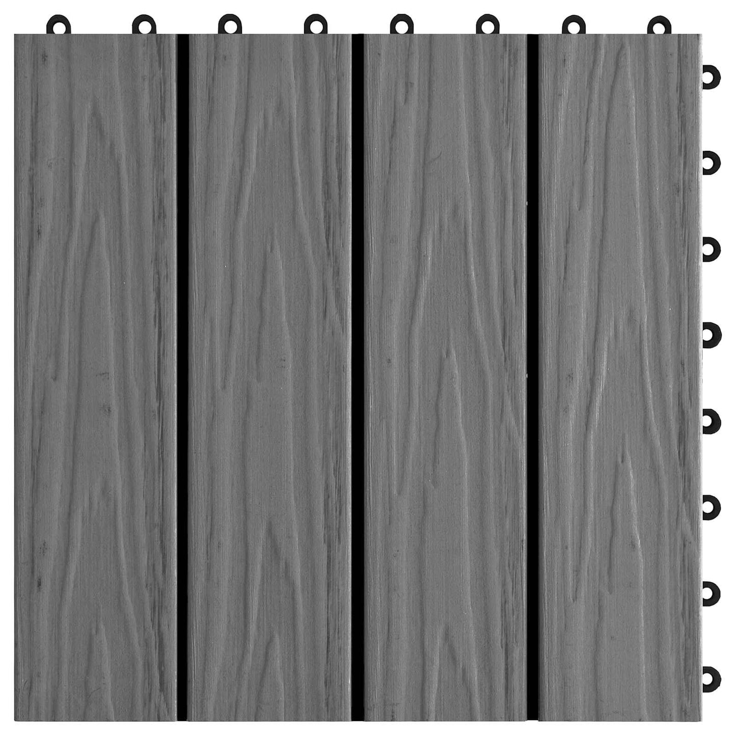 Decking Tile 3D Design 11 pcs Grey 30 x 30 cm WPC