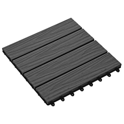 Decking Tile 3D Design 11 pcs Black 30 x 30 cm WPC