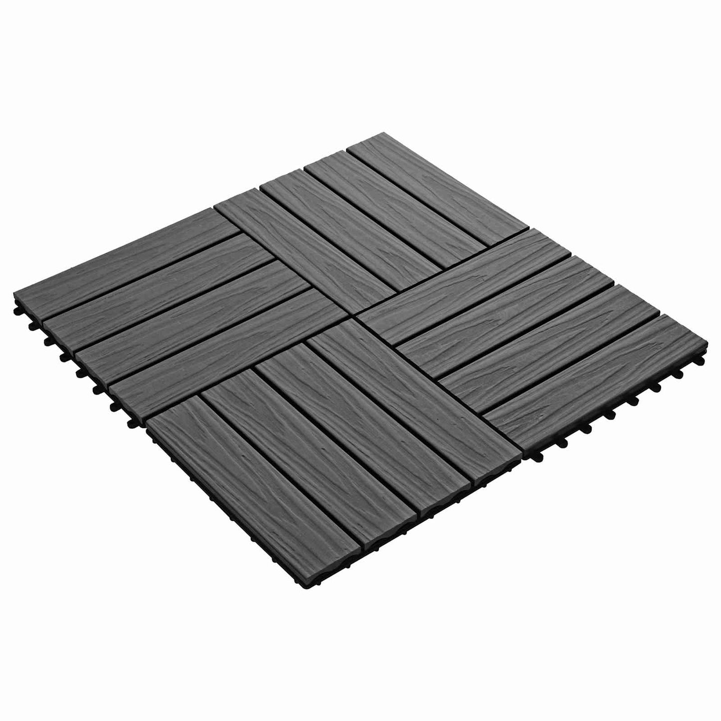 Decking Tile 3D Design 11 pcs Black 30 x 30 cm WPC