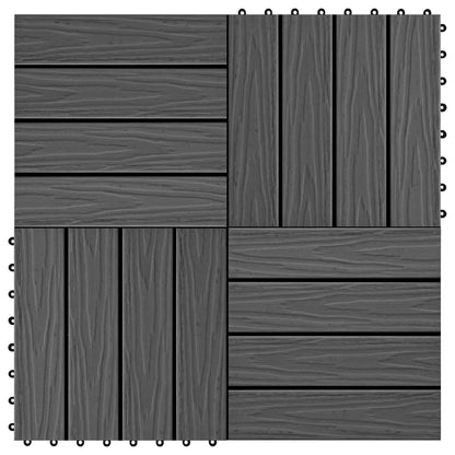 Decking Tile 3D Design 11 pcs Black 30 x 30 cm WPC