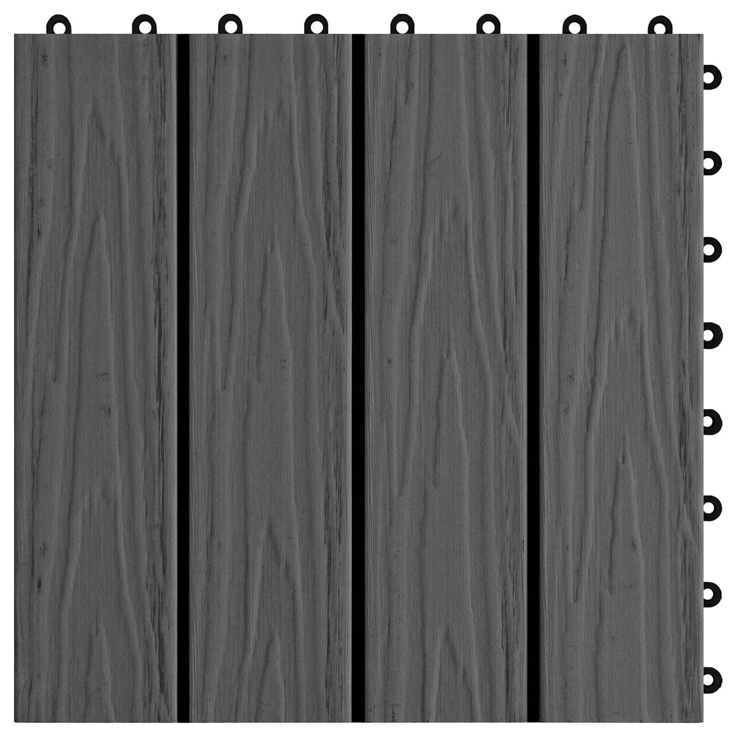 Decking Tile 3D Design 11 pcs Black 30 x 30 cm WPC