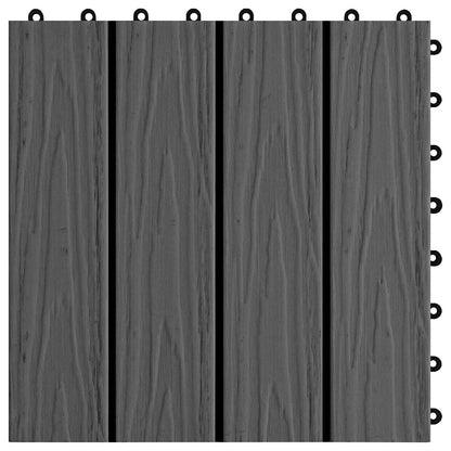 Decking Tile 3D Design 11 pcs Black 30 x 30 cm WPC