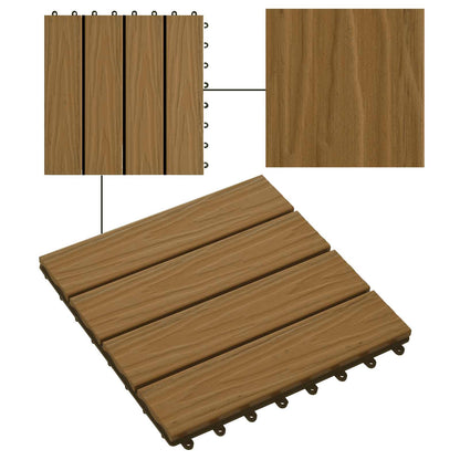 Decking Tile 3D Design 11 pcs Teak 30 x 30 cm WPC