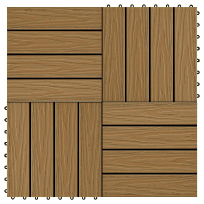 Decking Tile 3D Design 11 pcs Teak 30 x 30 cm WPC