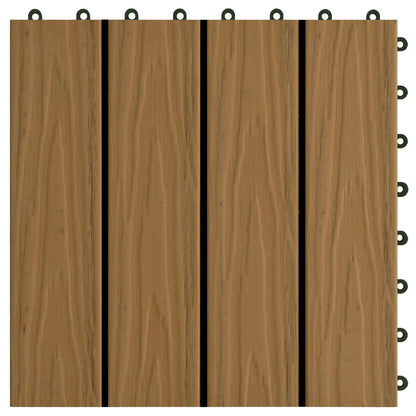 Decking Tile 3D Design 11 pcs Teak 30 x 30 cm WPC