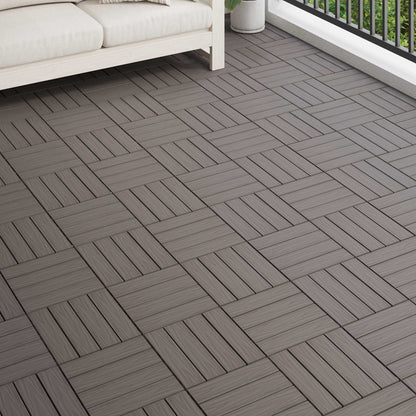 Decking Tile 3D Design 11 pcs Dark Brown 30 x 30 cm WPC