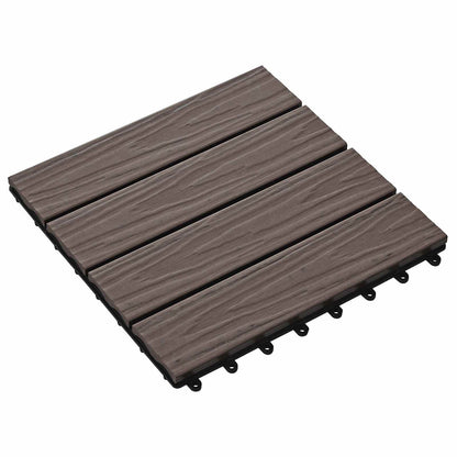 Decking Tile 3D Design 11 pcs Dark Brown 30 x 30 cm WPC