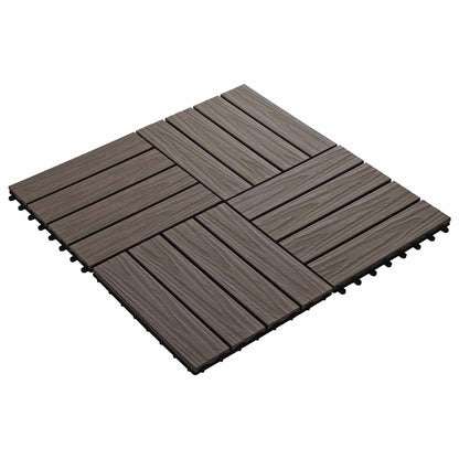 Decking Tile 3D Design 11 pcs Dark Brown 30 x 30 cm WPC