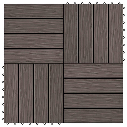 Decking Tile 3D Design 11 pcs Dark Brown 30 x 30 cm WPC