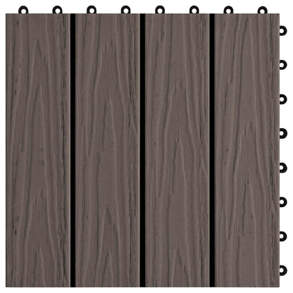 Decking Tile 3D Design 11 pcs Dark Brown 30 x 30 cm WPC