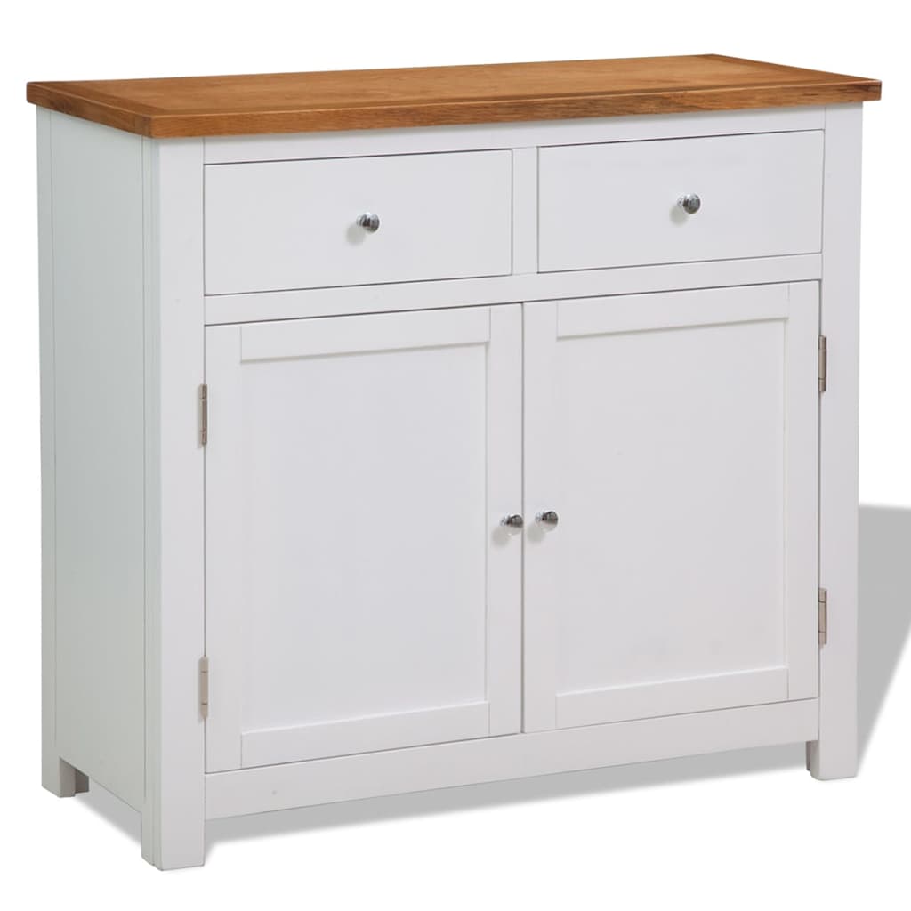 247123 vidaXL Sideboard 90x33,5x83 cm Solid Oak Wood