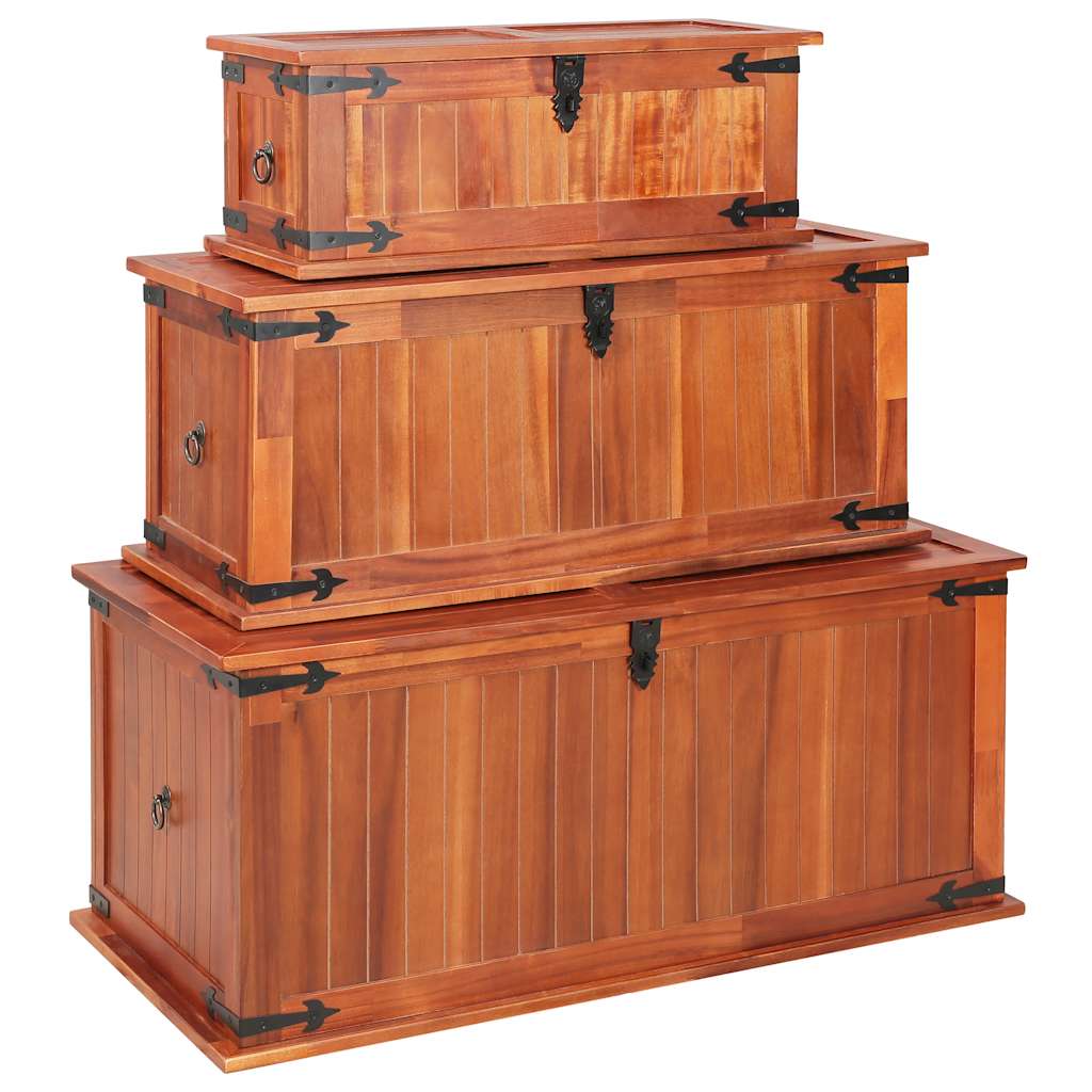 247243 vidaXL Storage Chests 3 pcs Solid Acacia Wood