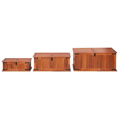 Storage Chest | Brown | Solid acacia wood, MDF | Set of 3 | Storage Chest