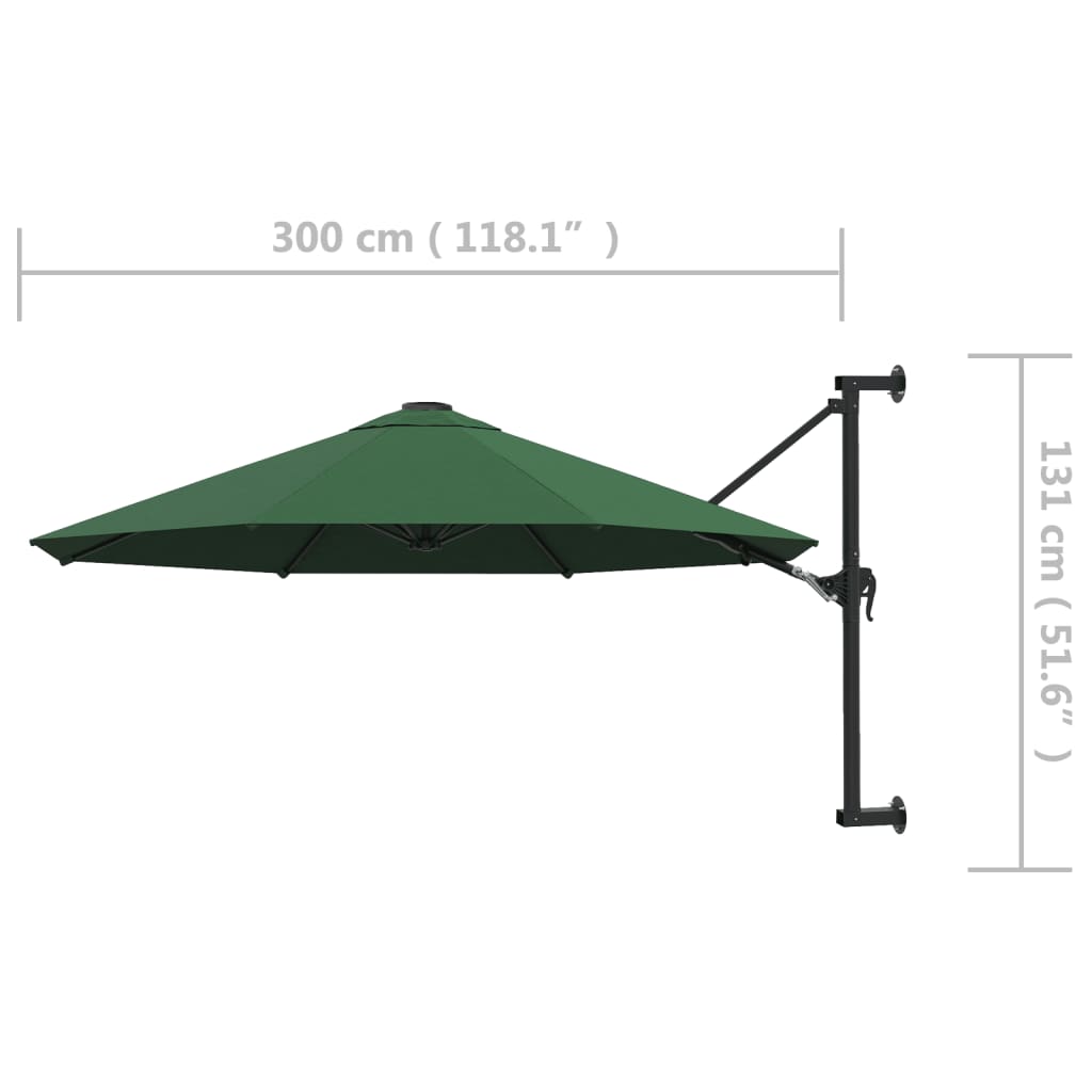 Garden Parasol | Green | Polyester, Metal | 300 cm Diameter