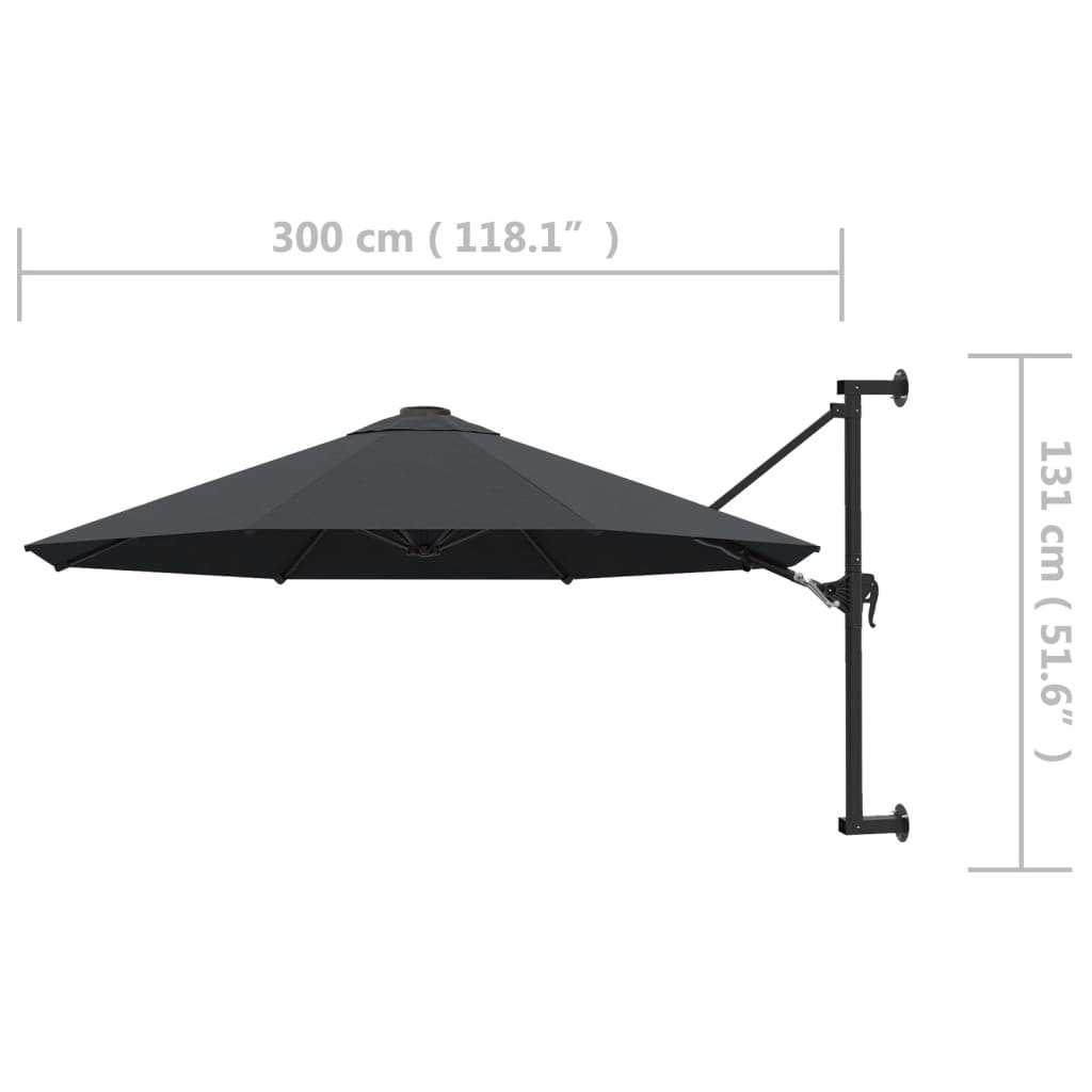 Garden Parasol | Anthracite | Polyester, Metal | Large | Tiltable