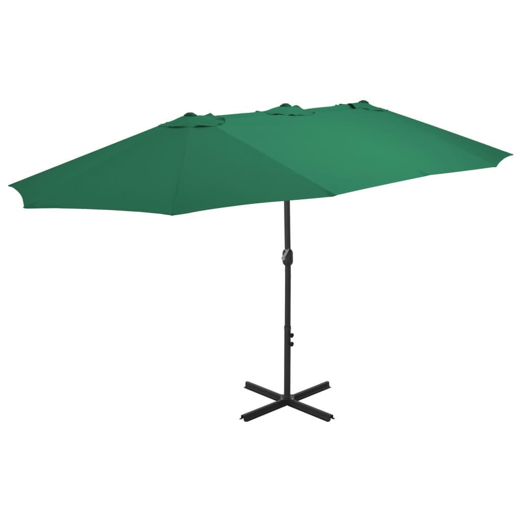 Garden Parasol | Green | Polyester fabric, Aluminium pole | Extra large