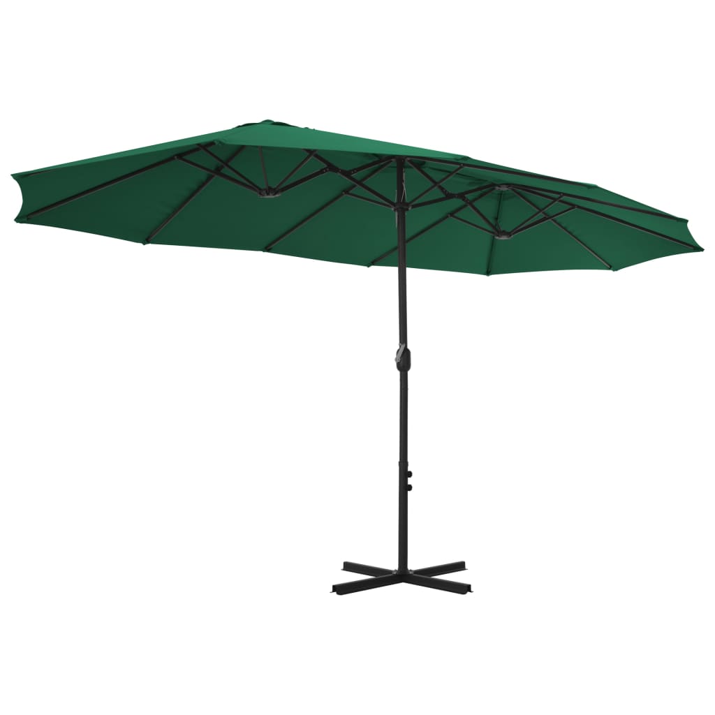Garden Parasol | Green | Polyester fabric, Aluminium pole | Extra large