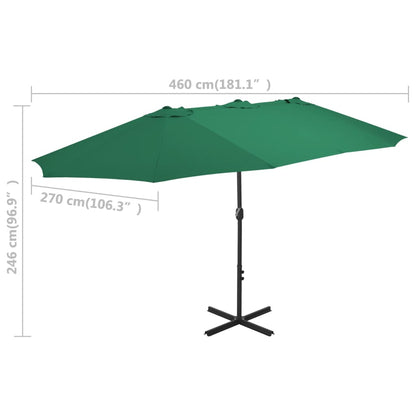 Garden Parasol | Green | Polyester fabric, Aluminium pole | Extra large
