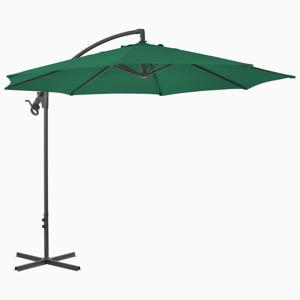 Cantilever Garden Parasol | Green | Polyester | Large | Tiltable
