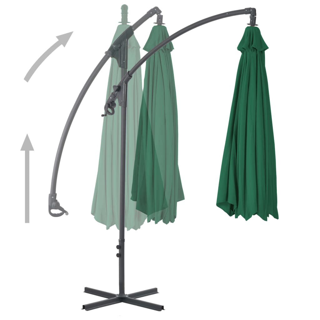 Cantilever Garden Parasol | Green | Polyester | Large | Tiltable